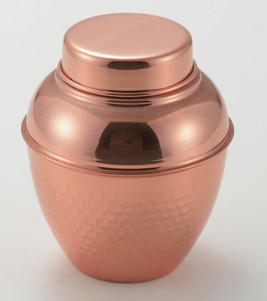 ☆銅製槌目紋様茶器3点セット後手急須茶こし付・茶壺・長茶匙 ☆銅製槌目紋様茶器3点セット後手急須茶こし付・茶壺・長茶匙