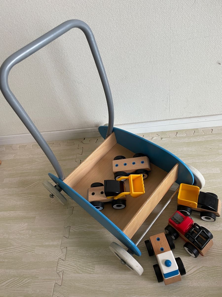 【IKEA /イケア】EKORRE：手押し車　LILLABO：木製働く車　セット　 知育玩具