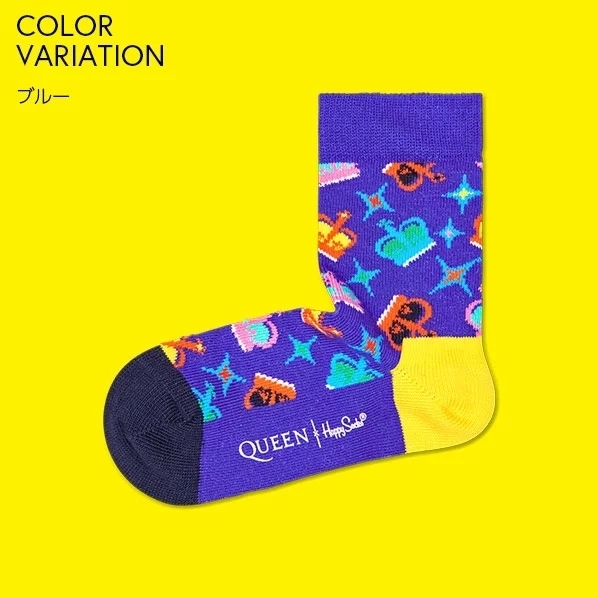 魅惑のバンド特集! 新品『QUEEN(クイーン) × Happy Socks(ハッピーソックス)』“Kids Crown” ユニセックス 青 サイズ2-3Y／靴下 男女兼用_画像9