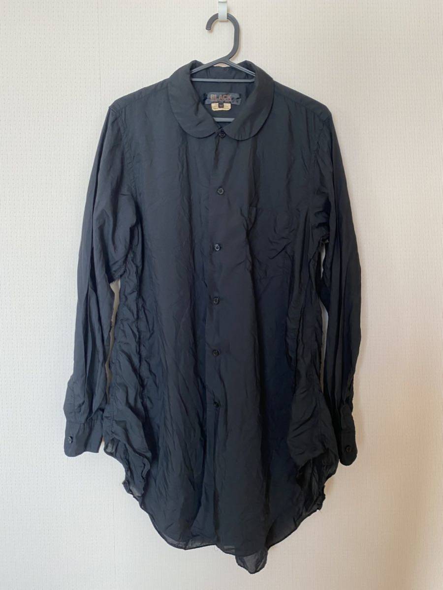 1回着美品◆BLACK COMME des GARCONS　ブラックコムデギャルソン　しわ加工ブラウス◆黒◆サイズM_画像1