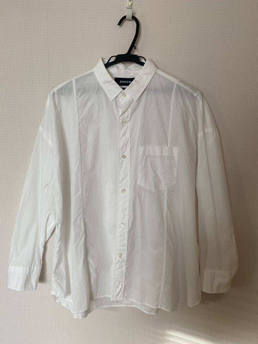 美品◆zucca ズッカ　ワイドシルエットブラウス◆白シャツ◆シンプルシャツ