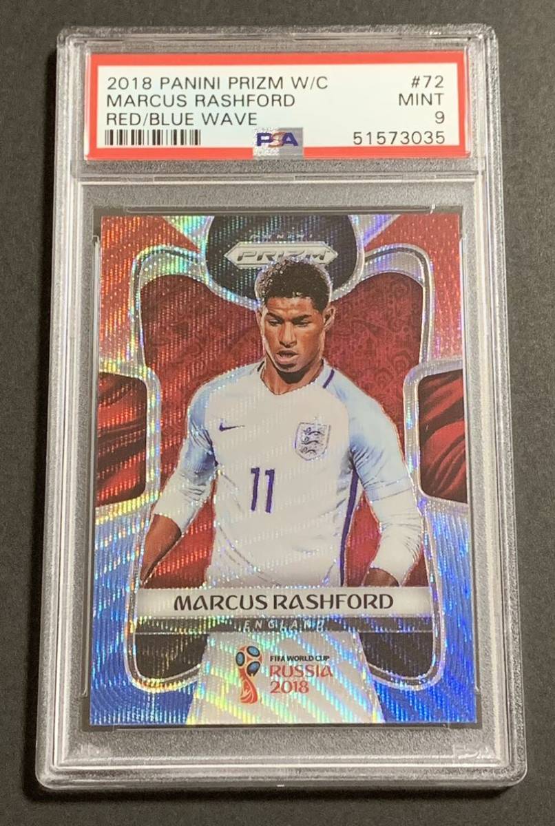 2018 Panini Prizm World Cup Marcus Rashford Red Blue Wave No.72 PSA 9 England ラッシュフォード　イングランド　ワールドカップ_画像1