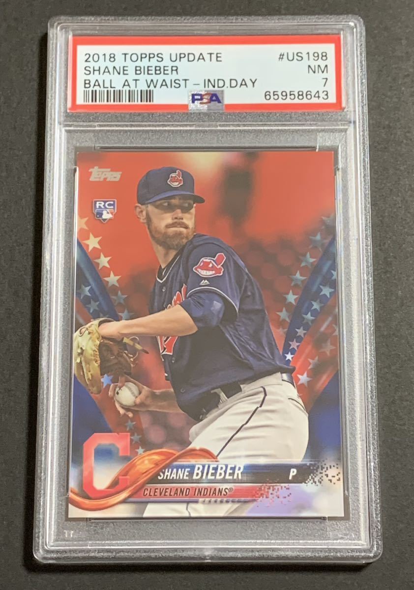 2018 Topps Update Shane Bieber Independence Day /76 US198 RC Rookie PSA 7 MLB シェーンビーバー　ルーキー　76枚限定 メジャーリーグ