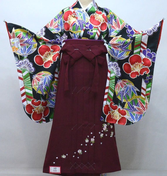  кимоно hakama комплект Junior для . исправление 144cm~150cm мир . день чёрный земля церемония окончания новый товар ( АО ) дешево рисовое поле магазин NO31754-03