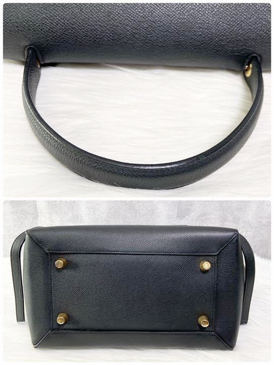 極美品 セリーヌ CELINE ベルトバッグ ミニ グレインドカーフスキンブラック ゴールド金具 レディース 2wayハンドバッグ ショルダーバッグ_画像4