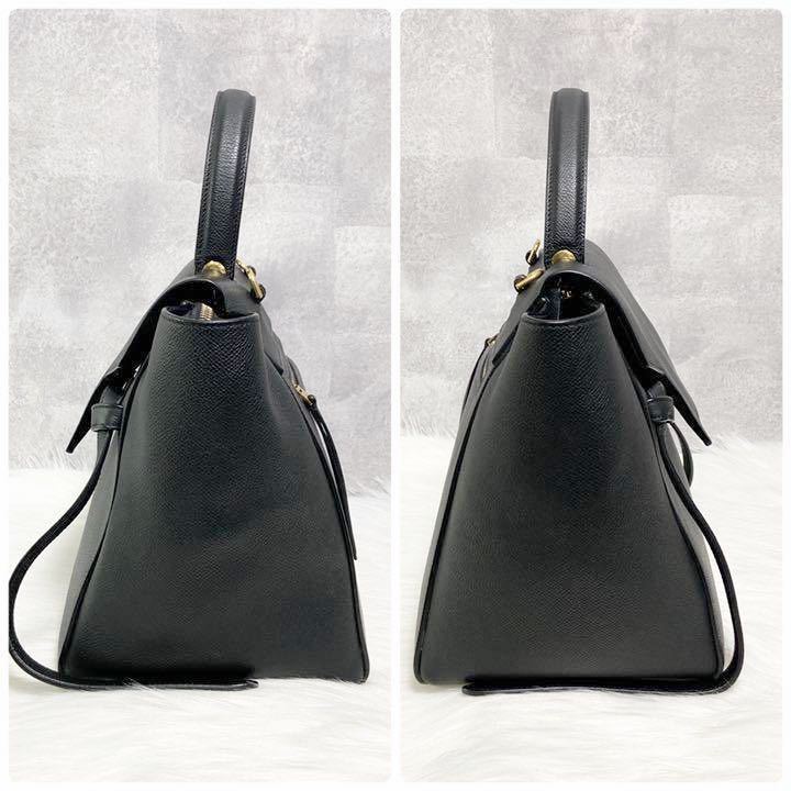 極美品 セリーヌ CELINE ベルトバッグ ミニ グレインドカーフスキンブラック ゴールド金具 レディース 2wayハンドバッグ ショルダーバッグ_画像3