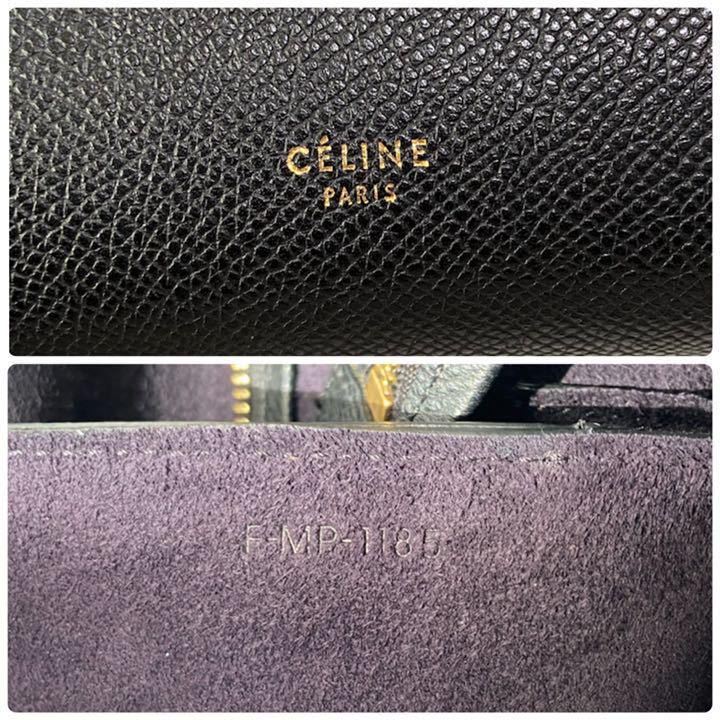 極美品 セリーヌ CELINE ベルトバッグ ミニ グレインドカーフスキンブラック ゴールド金具 レディース 2wayハンドバッグ ショルダーバッグ_画像6