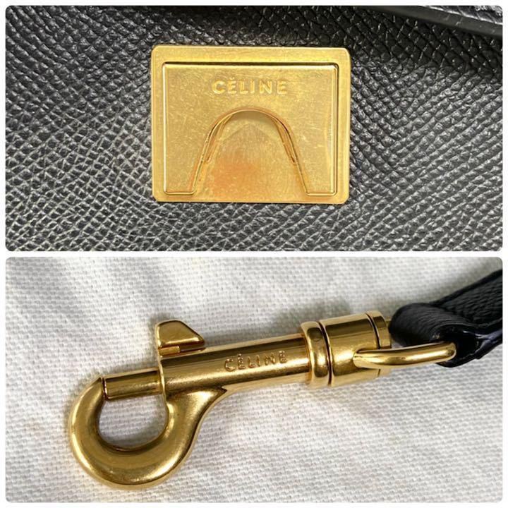 極美品 セリーヌ CELINE ベルトバッグ ミニ グレインドカーフスキンブラック ゴールド金具 レディース 2wayハンドバッグ ショルダーバッグ_画像7