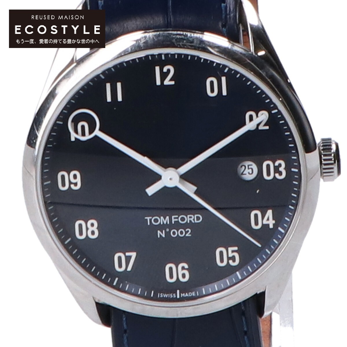 TOM FORD トムフォード TFT002017 ポリッシュドSSケース ブルーサンダイヤル 自動巻き 腕時計 ネイビー/シルバー メンズ