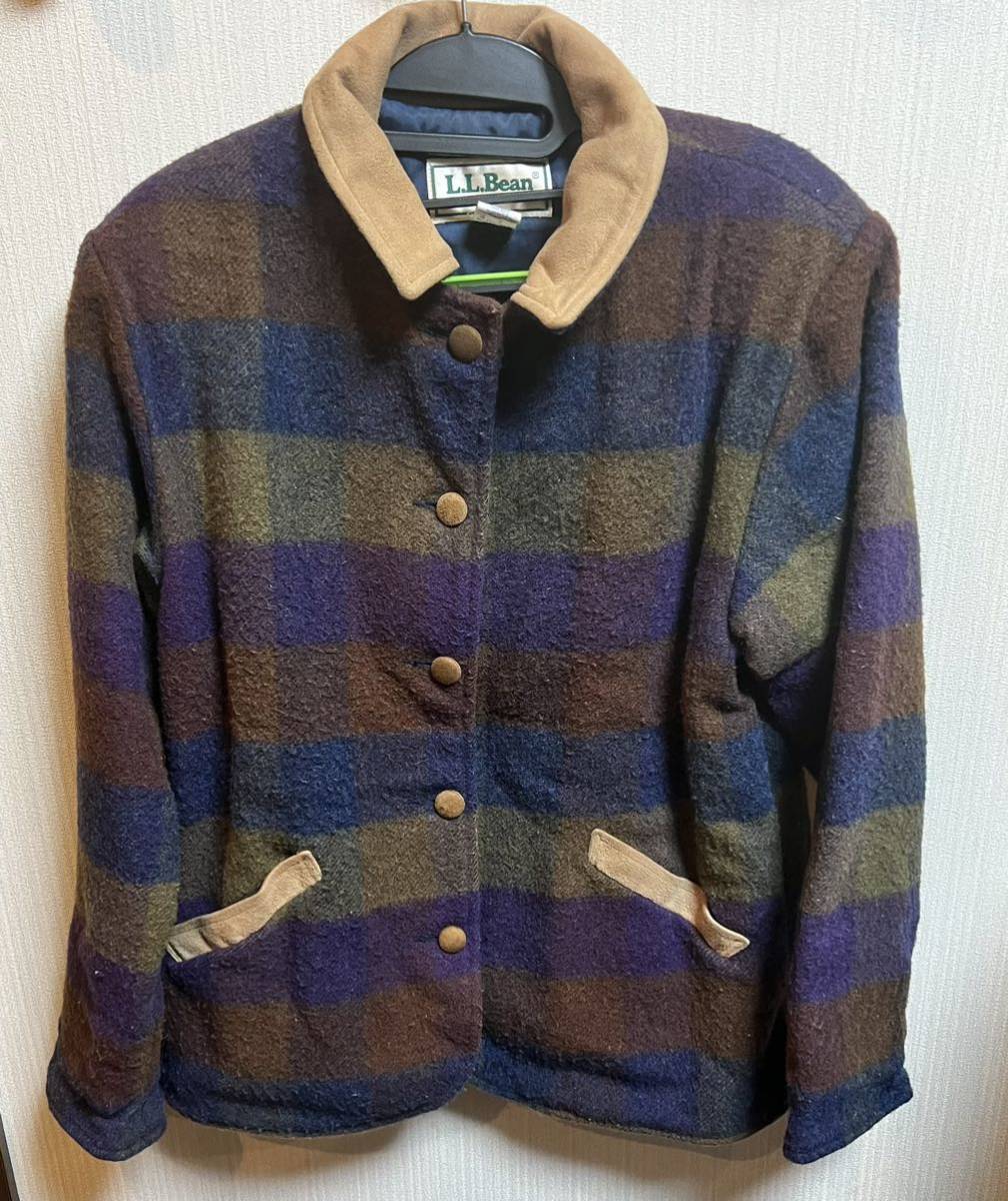 L.L.Bean エルエルビーン Madras check Wool Jacket ウールジャケット チェック柄 R206 80年代 ヴィンテージ サイズS USA製_画像1