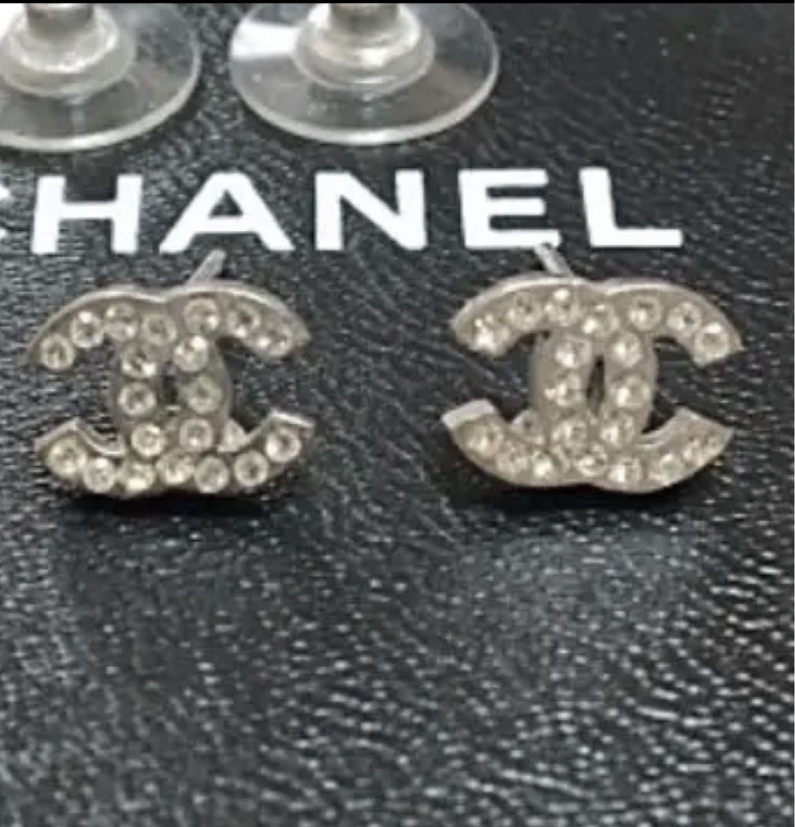 正規品 美品CHANEL シャネルピアスココマークラインストーン ロゴ