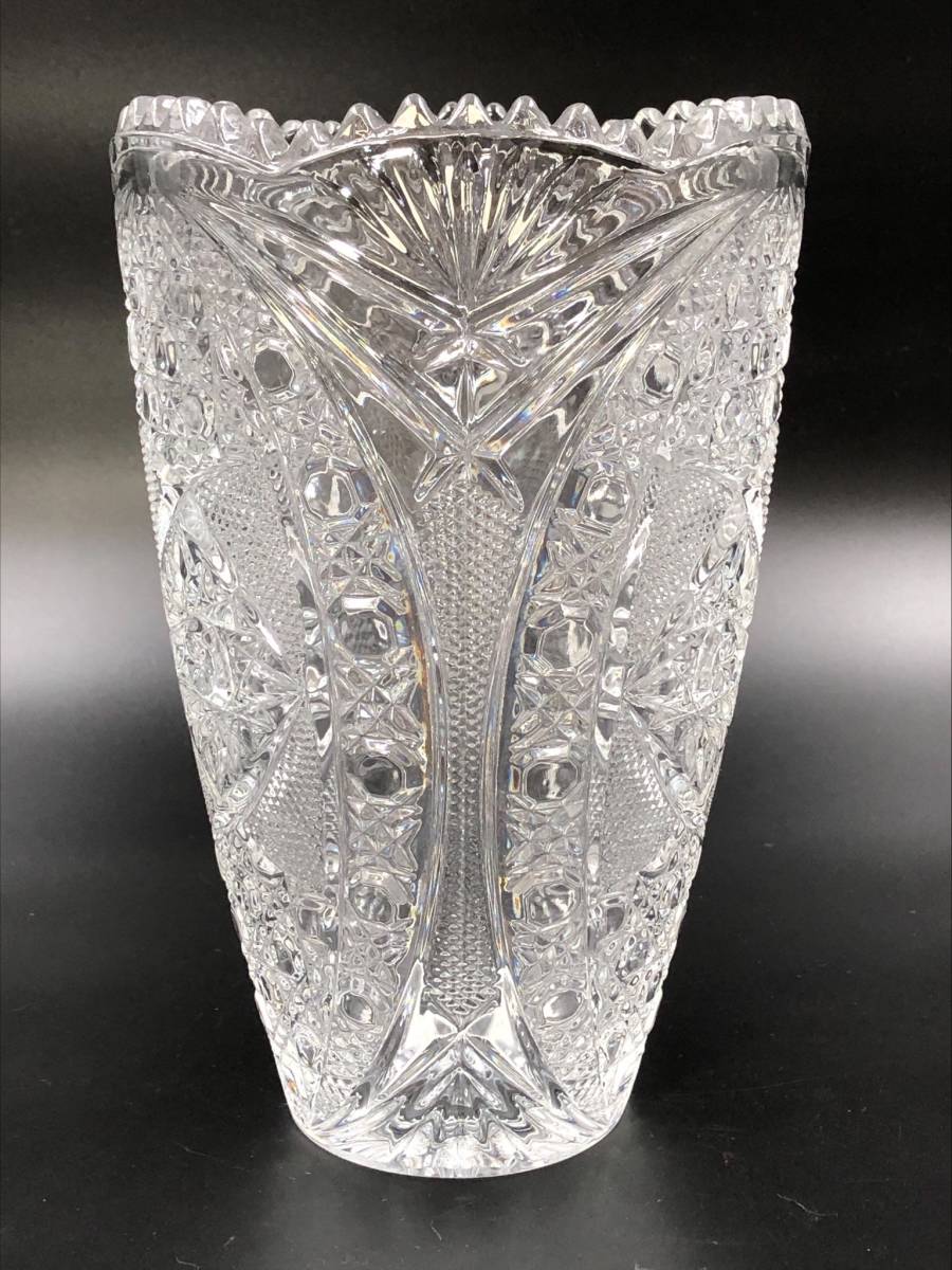 ★ 未使用 KAMEI クリスタルガラス GLASS Flower Crystal 24％ 花瓶 花器 【999】_画像4