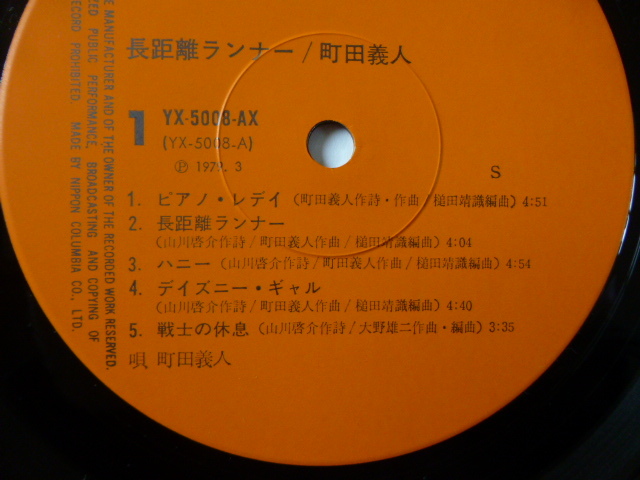 町田義人　「長距離ランナー」レコード　1979年_画像7