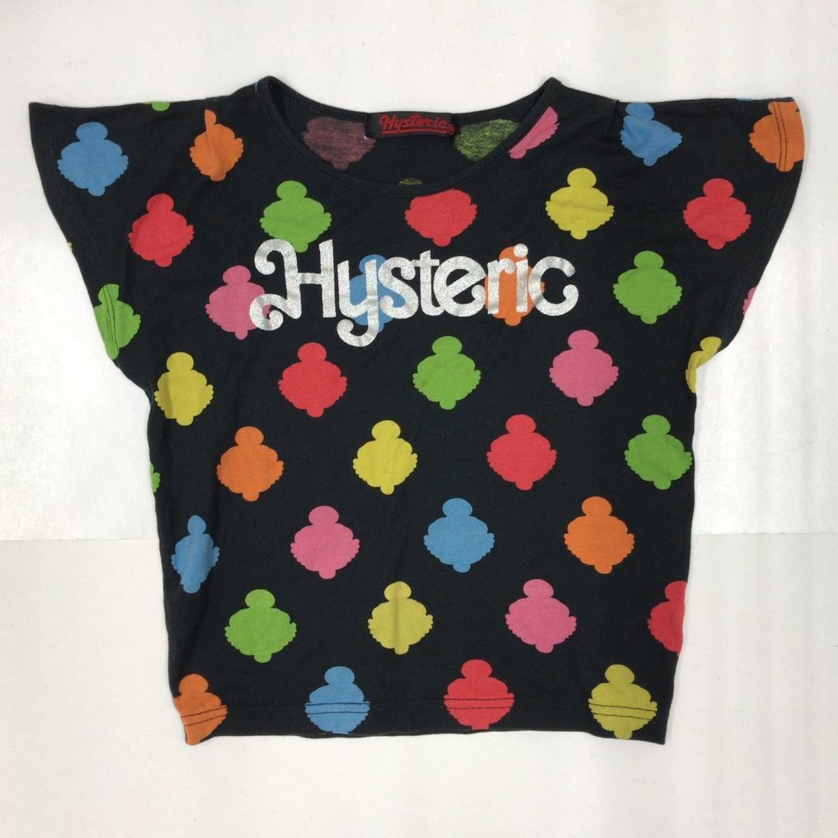 HYSTERIC MINI ヒステリックミニ 半袖Ｔシャツ 100 ミニちゃん シルエット ブラック マルチカラー HYSTERIC GLAMOUR 22091202の画像1