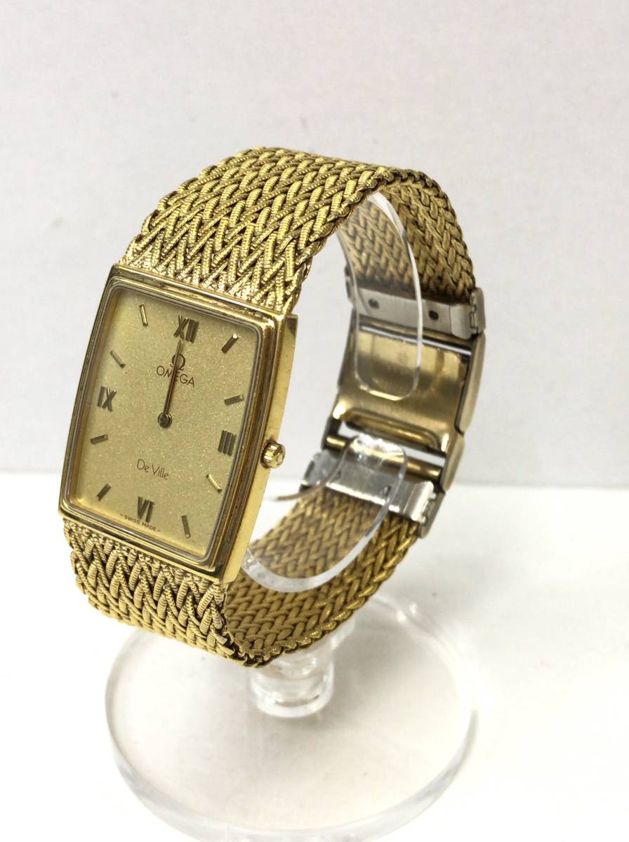 OMEGA オメガ DeVille デビル スクェア 10K RGP 1377 クォーツ腕時計