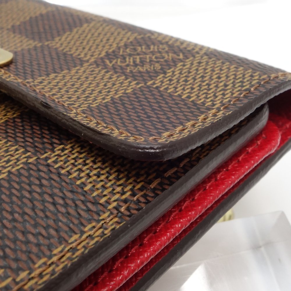 ルイ・ヴィトン・ダミエ LOUIS VUITTON ポルトフォイユ コアラ N60005 三つ折り財布 エベヌ ブラウン/ 082998【中古】_画像4