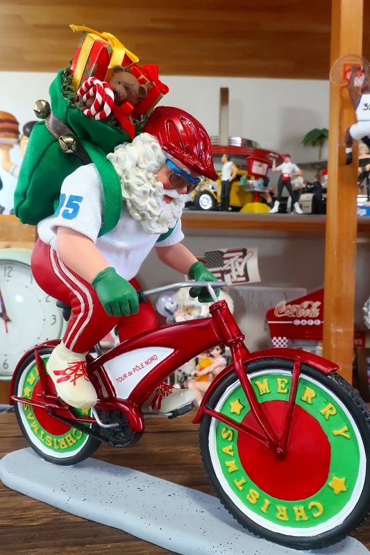 爆レア★絶版★自転車でプレゼントを運ぶ 粋なサンタさん フィギュア オブジェ 置物