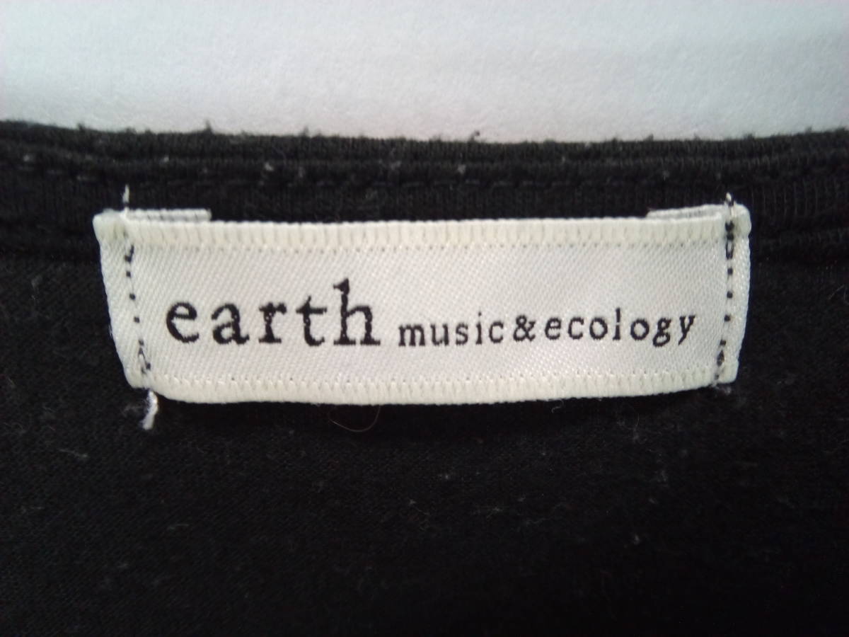 K754)ブラウス earth music & ecology アースミュージックアンドエコロジー シャツ Fサイズ 半袖 黒 ブラック_画像3