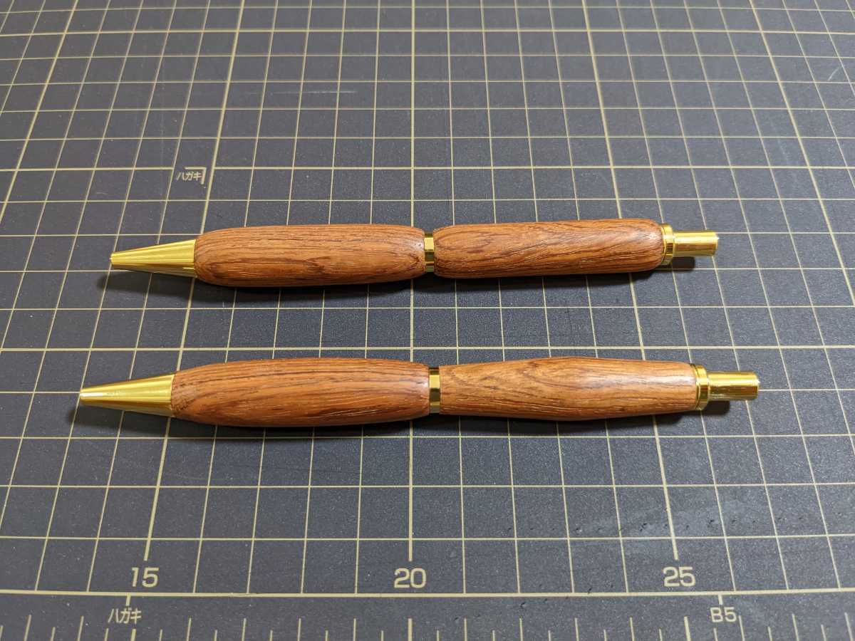 木軸 ノック式ボールペン カリン　花梨　ハンドメイド　くるみ油仕上げ　2本セット_画像3