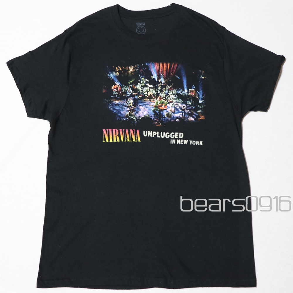 アメリカ購入 新品 NIRVANA ニルヴァーナ Unplugged In New York ジャケット フォトプリント Tシャツ 黒 L_画像6