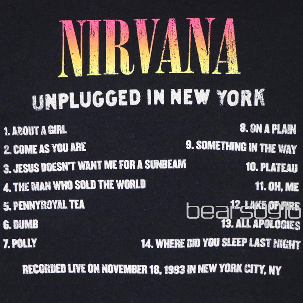アメリカ購入 新品 NIRVANA ニルヴァーナ Unplugged In New York ジャケット フォトプリント Tシャツ 黒 L_画像9