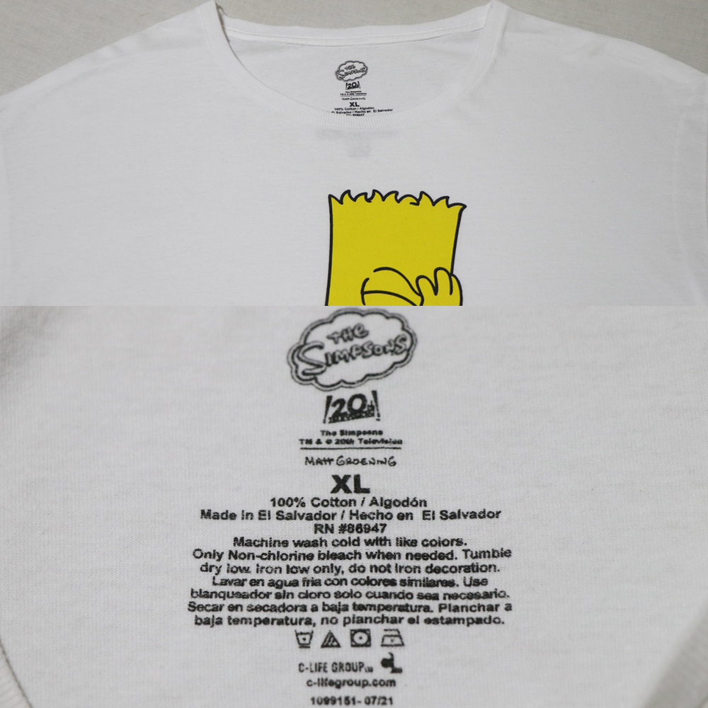 アメリカ購入 USED美品 The Simpsons ザ・シンプソンズ バートシンプソン グラフィックプリント ロングTシャツ 白 XL_画像9