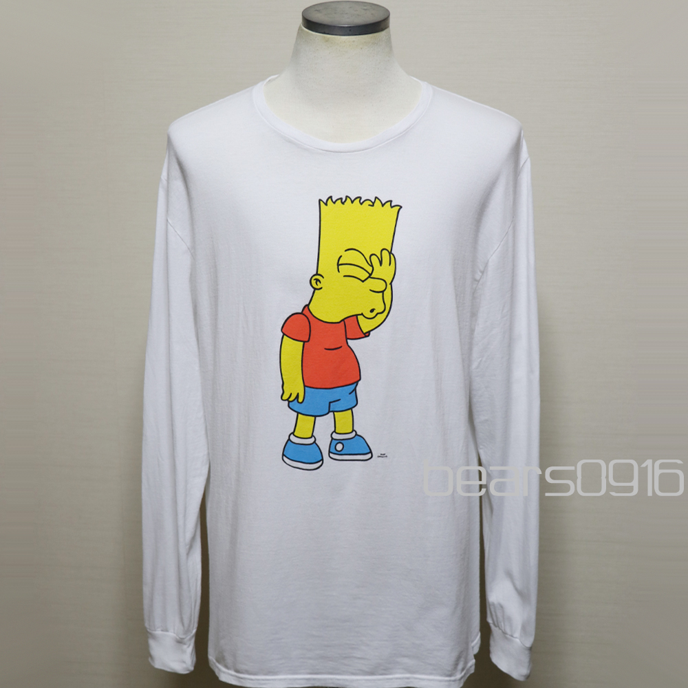アメリカ購入 USED美品 The Simpsons ザ・シンプソンズ バートシンプソン グラフィックプリント ロングTシャツ 白 XL_画像1