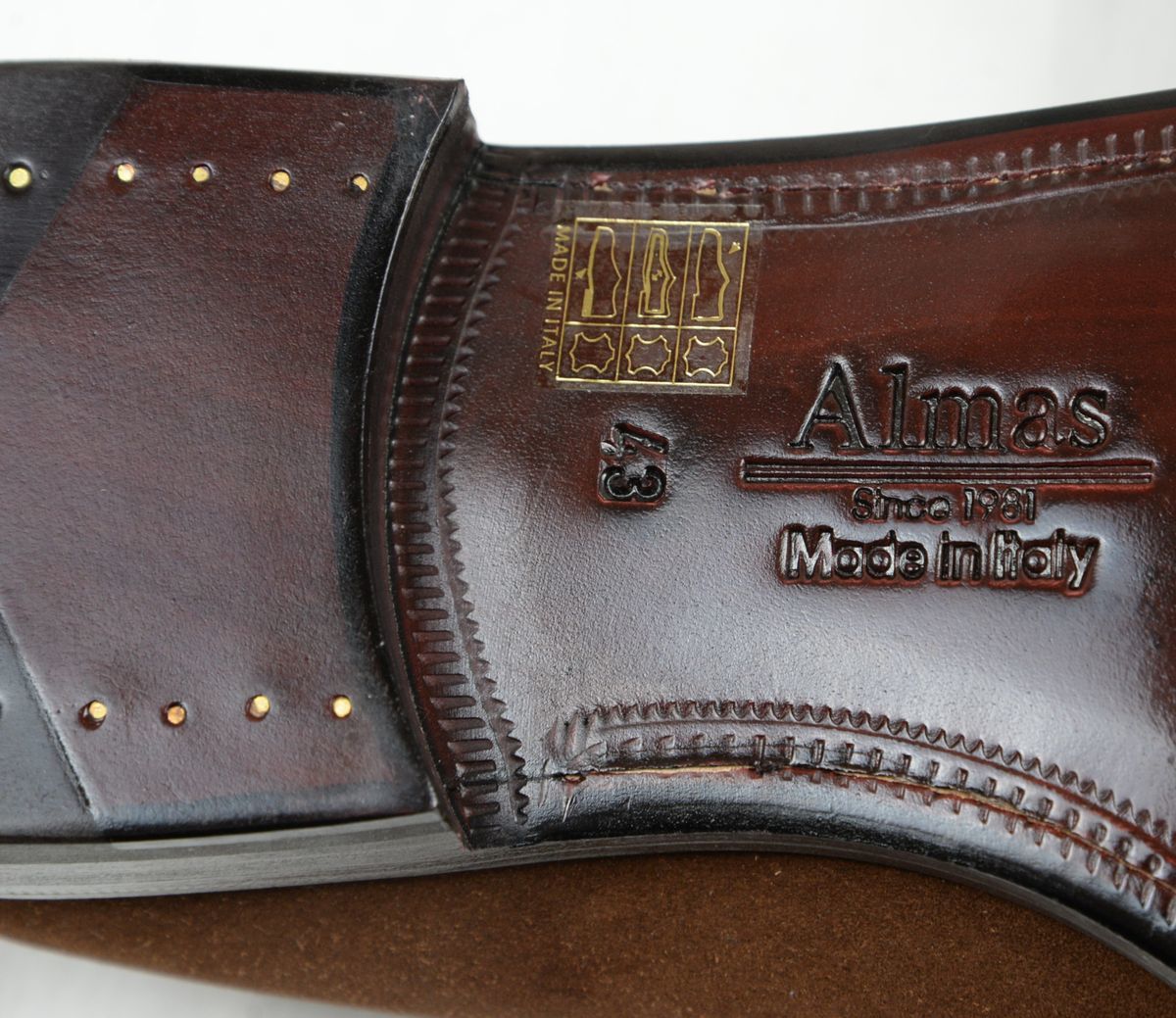 * обычная цена 40700 иен Almas almas обувь без шнуровки Loafer (43(26.5cm), чай, замша,IMAL1279, кожа низ, Италия производства ) новый товар 