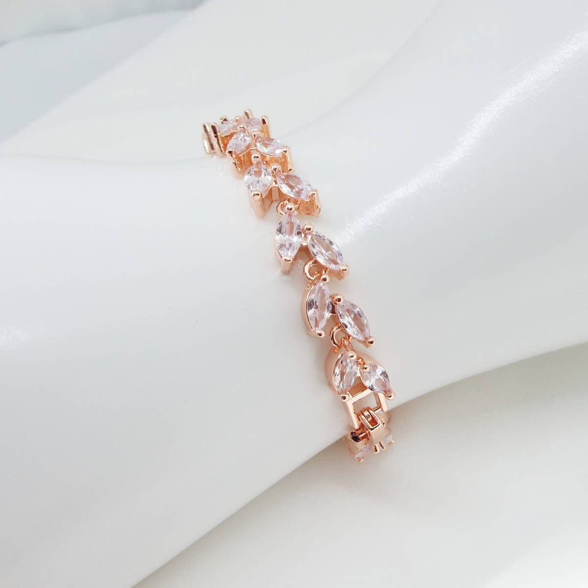  платина пальто CZ diamond leaf браслет женский rose Gold 