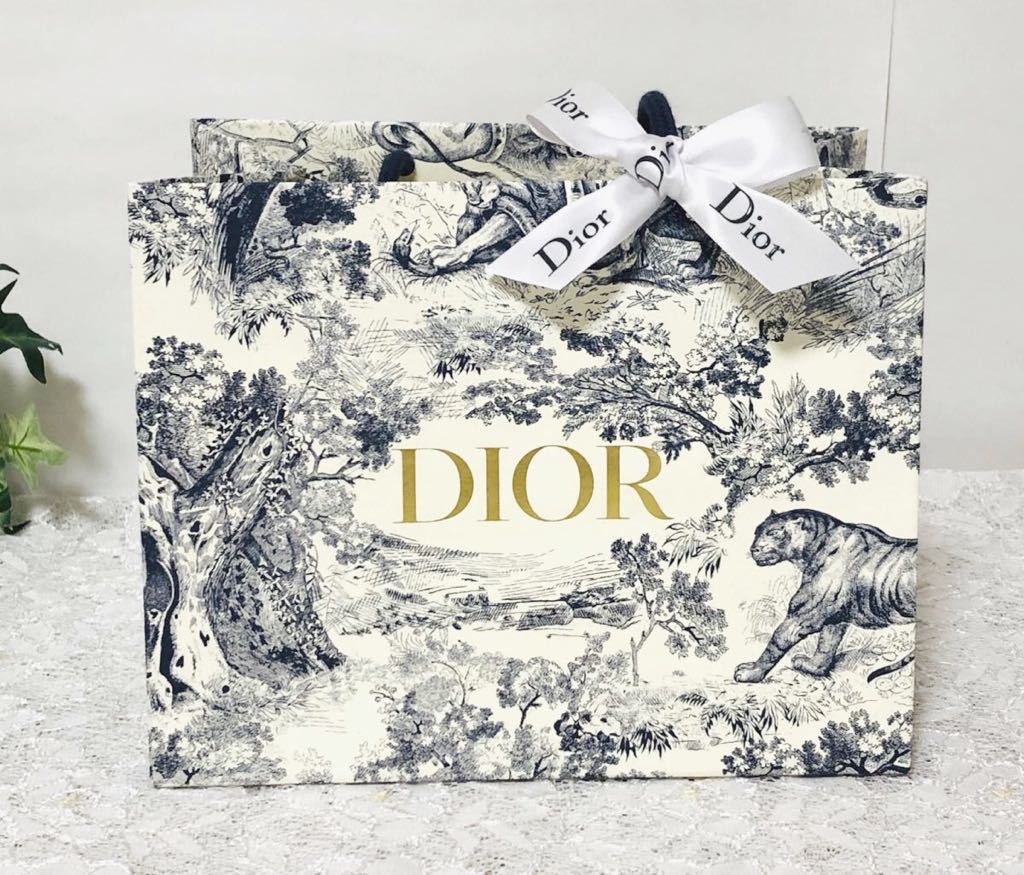 クリスチャン・ディオール「Christian Dior」限定ショッパー (1442) ショップ袋 ブランド紙袋 小さめ 小物・財布箱用 ネイビー×金ロゴ