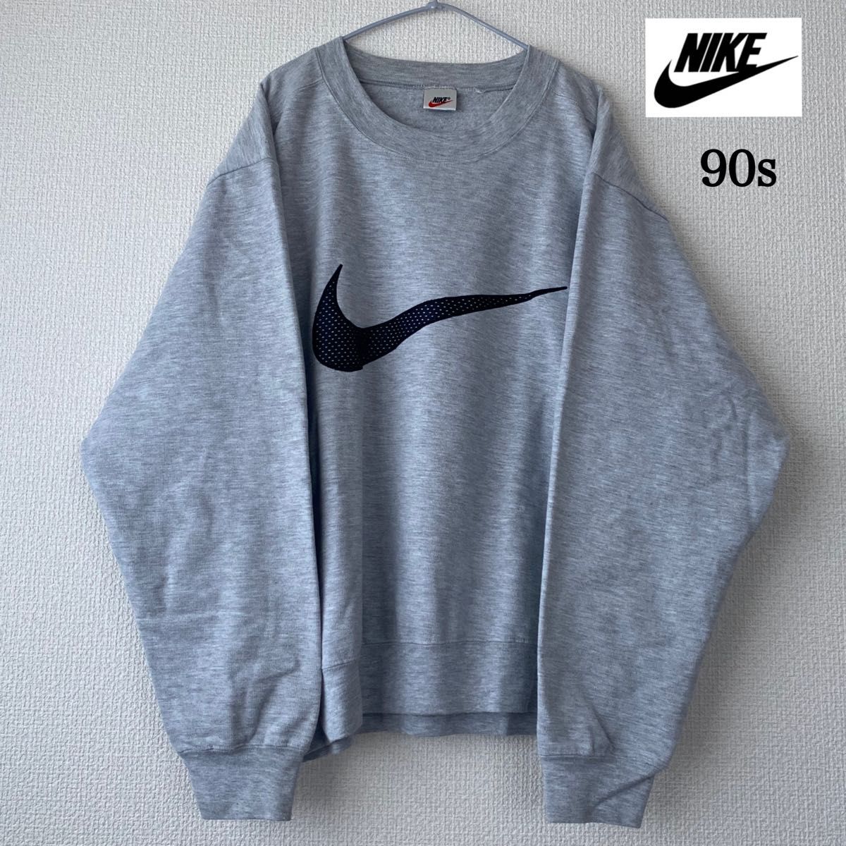 90s】NIKE ナイキ スウェット トレーナー グレー 刺繍ロゴ XLXL(