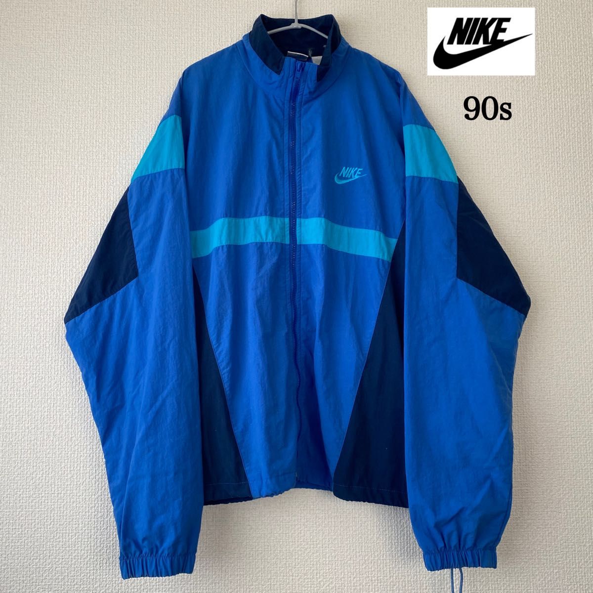 NIKE 90s ナイロンジャケット グレータグ 青 水色 紺色 ネイビー