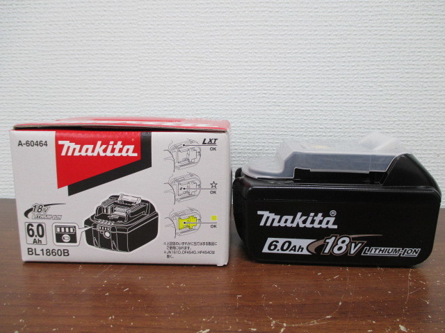 未使用 makita マキタ 純正 リチウムイオン バッテリー BL1860B 18V 6.0Ah 激安1円スタート