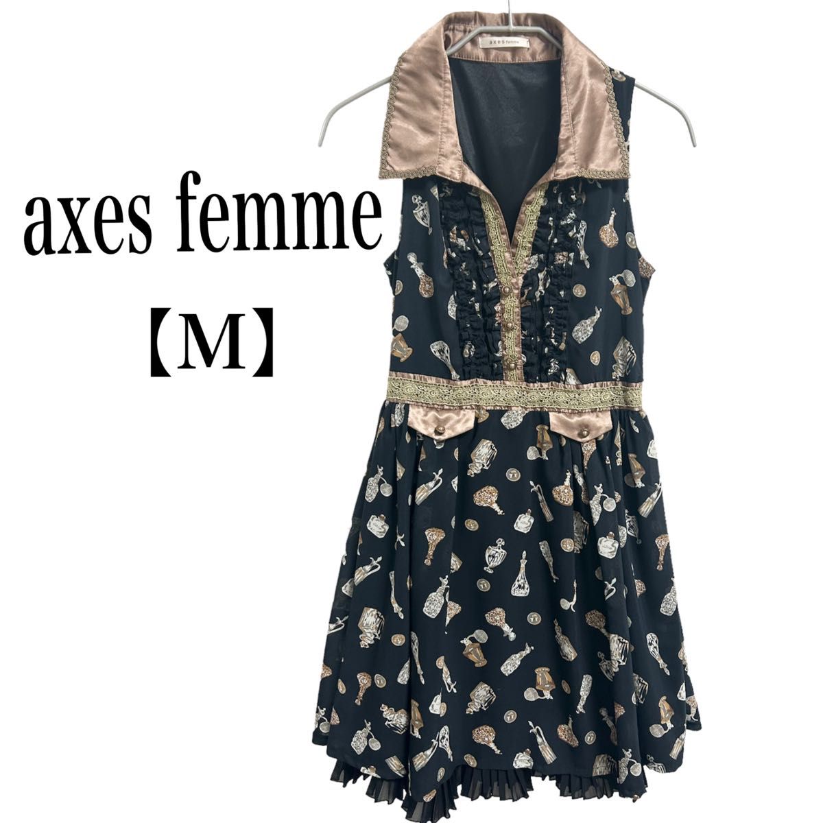 極美品】axes femme 香水柄 レース プリーツ ワンピ M｜Yahoo!フリマ