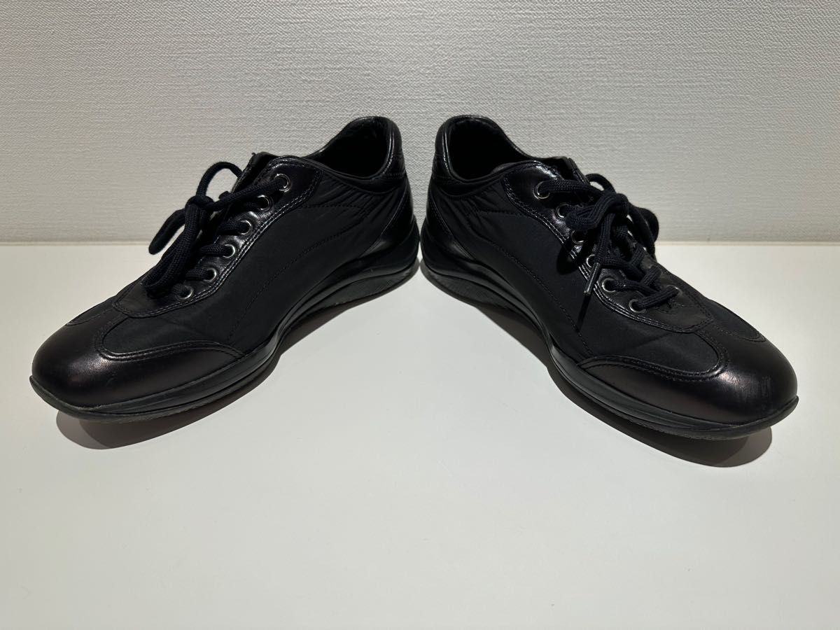 美品!PRADA SPORTレザー×ナイロンドッキングスニーカー ブラック