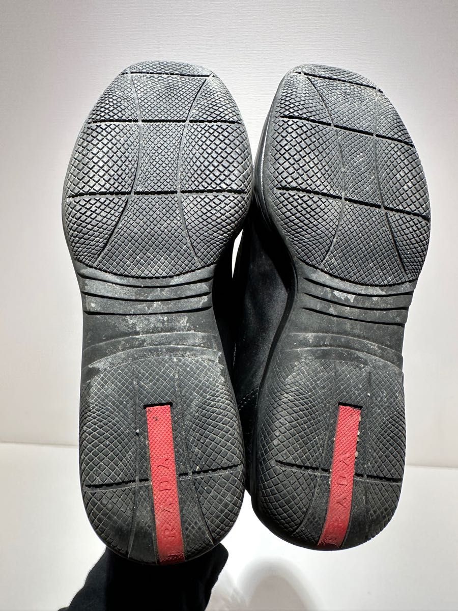 美品!PRADA SPORTレザー×ナイロンドッキングスニーカー ブラック