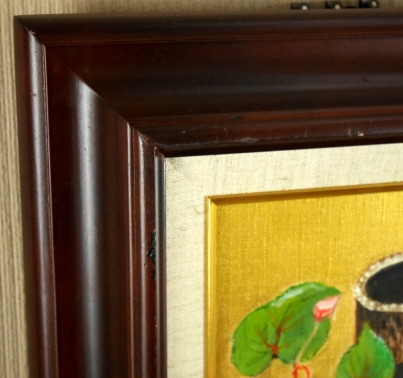 中村康子『竹の花器』◆油彩◆直筆サイン有◆繊細なタッチ！額装_画像7