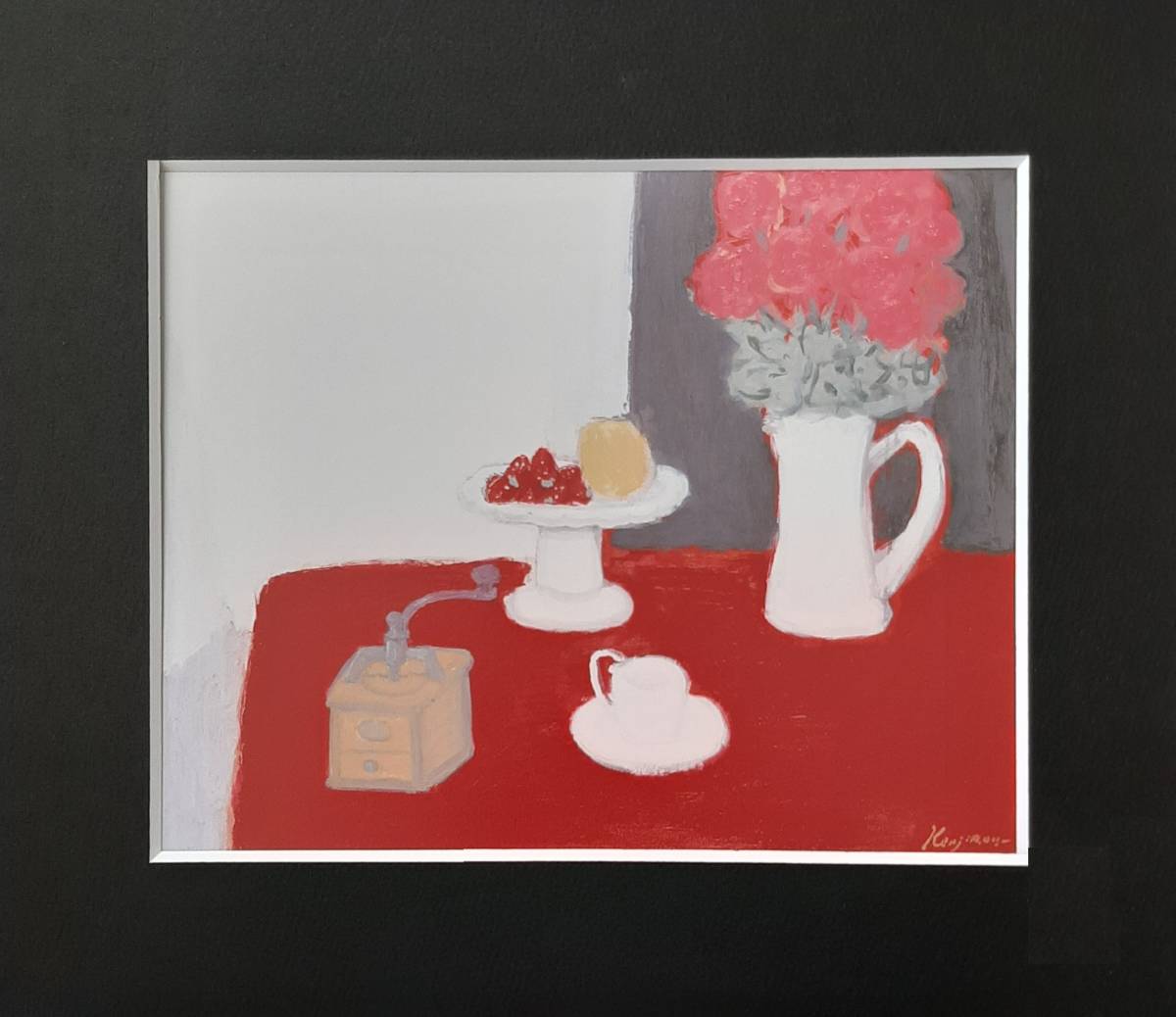  Shibata ...,[ red table. still life ], rare book of paintings in print. frame ., four season, scenery, popular work, order mat attaching * made in Japan new goods amount entering, free shipping 