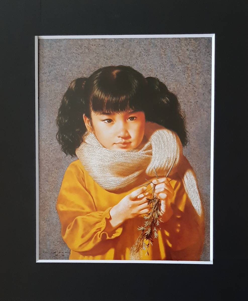【当店一番人気】 辻真砂、「惜春」、希少画集の額装画、人気作品、オーダーマット 絵画