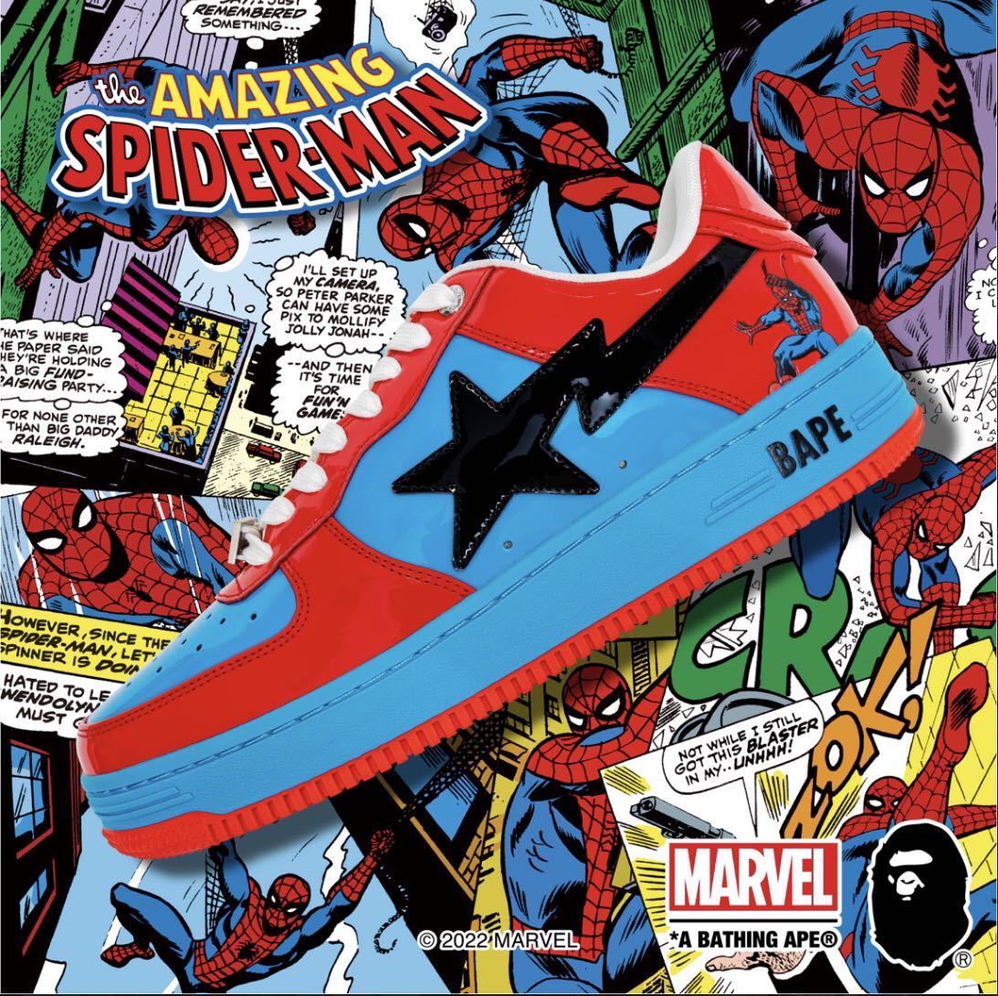 新品 BAPE MARVEL SPIDER-MAN BAPE STA us8 スパイダーマン