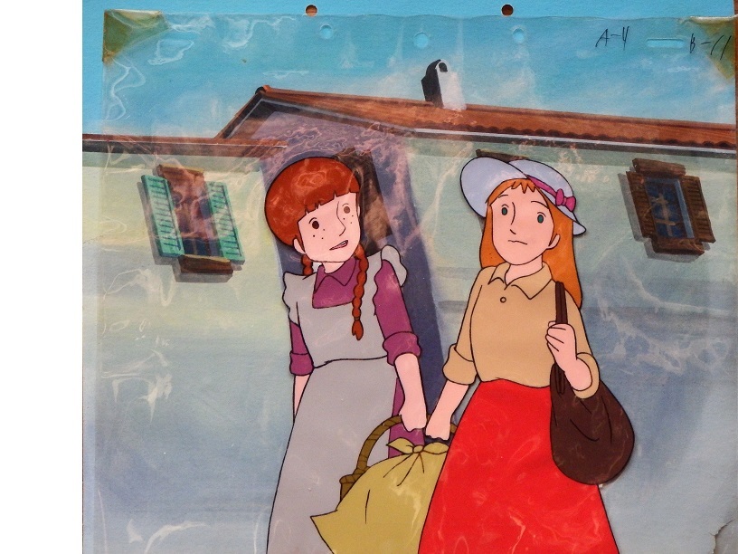 なつかしの名作アニメ「ペリーヌ物語」ペリーヌとロザリー①◇手描き背景つき重ねセル画です