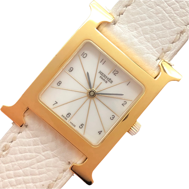 エルメス HERMES Hウォッチ HH1.201.130/UBC □K刻印 ホワイト 腕時計 レディース 