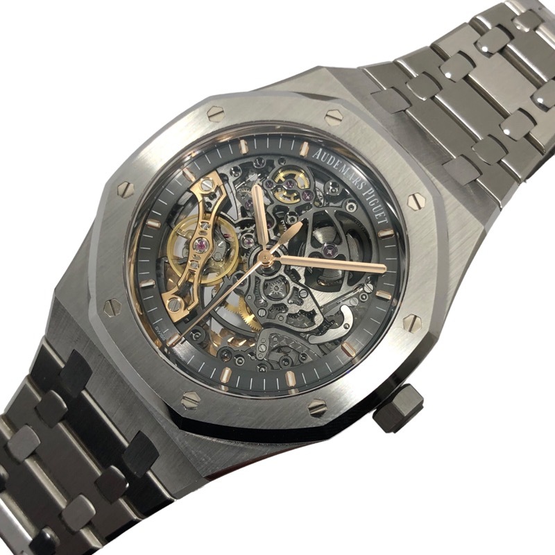 o-tema*pigeAUDEMARS PIGUET Royal дуб двойной баланс колесо открытый Work 15407ST.OO.1220ST.01 серый наручные часы мужской б/у 