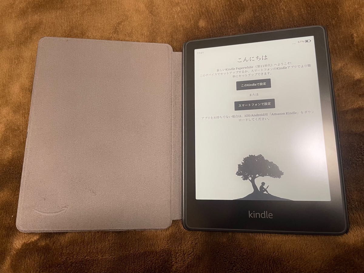 Kindle Paperwhite 第11世代 広告無し 純正レザーカバー付き