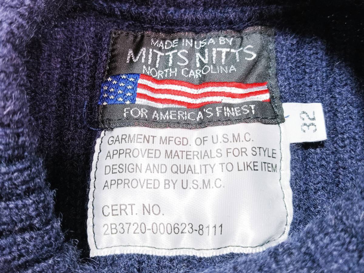 米軍支給品！MITTS NITTS NORTH CAROLINA コマンドセーター WOOL100%(濃紺32=S-M相当)USA製の画像2