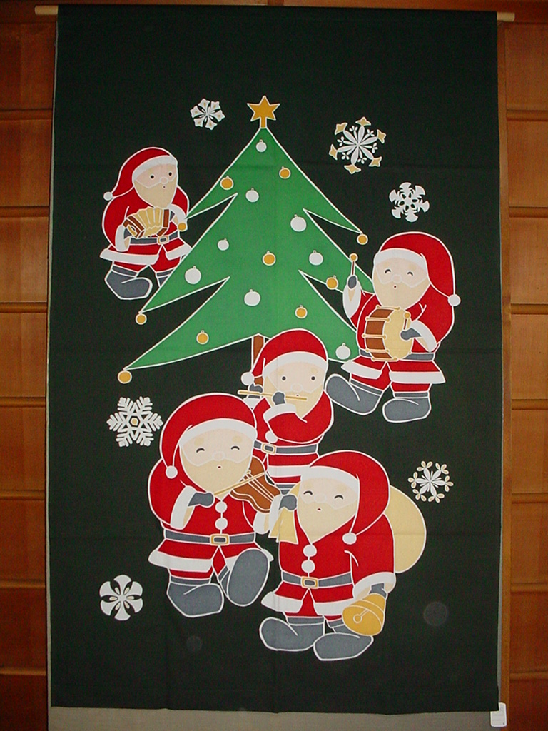 ♪和雑貨 アンテェーク タペストリー 145cm×91cm クリスマス 印染 海外土産 インテリア♪_フラッシュ画像です。