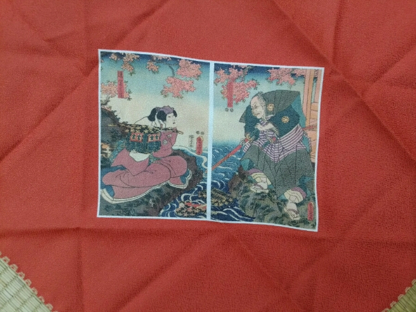 2巾(70×70)浮世絵風呂敷(エンジ)_画像2