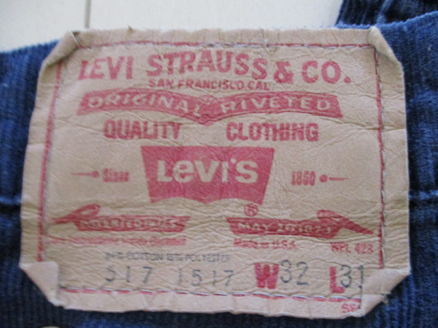 超美品 ビンテージ Levi's 517 1517 リーバイス コーデュロイ パンツ ネイビー 紺 フレア ブーツカット 1970-80's W32 L31 アメリカ製_画像4