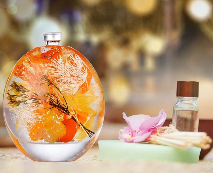  ◆間接照明と合わせると素敵◆ オレンジ ハーバリウム プリザーブドフラワー インテリアフラワー 花 生花 植物標本 贈り物 プレゼント_画像2