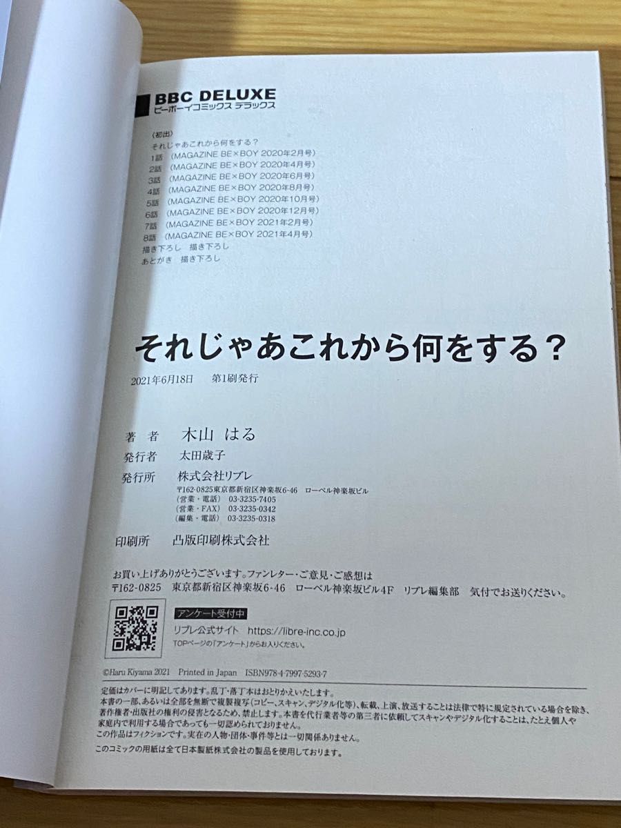 【BL432】それじゃあこれから何をする? 木山はる ふきげんなディア 桜庭先生の稀有な悩み 秋雨るい ［リブレ出版]